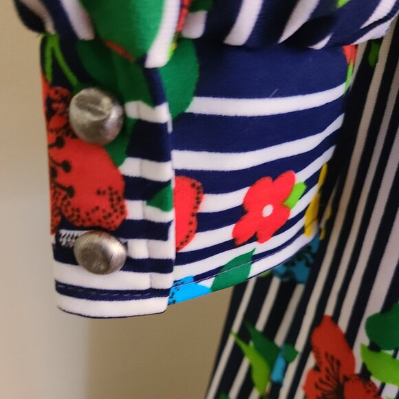 Vintage 60's Spectator Striped Floral Maxi Shirt Dress - Picture 11 of 12